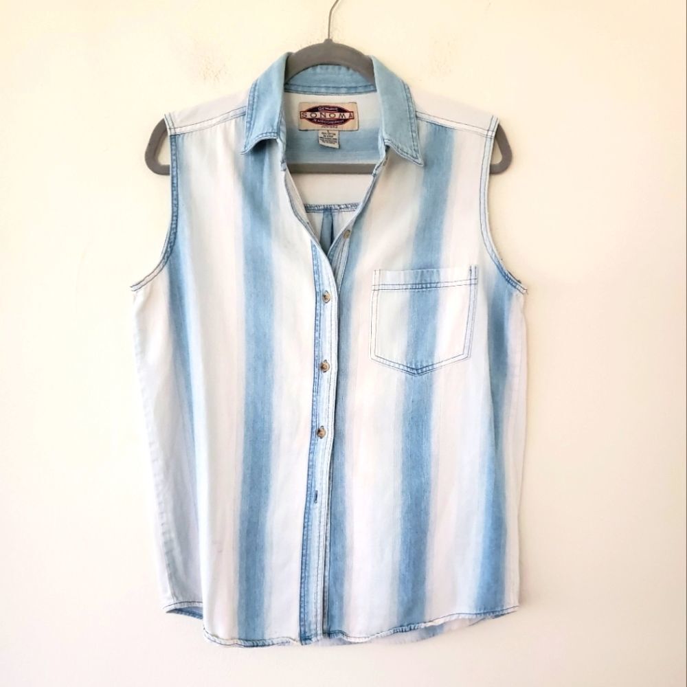 *Vintage Sonoma Chambray Sleeveless Shirt Sz.S